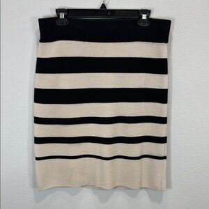LOFT Black and Cream Ribbed sweater Pencil‎ Skirt for Work